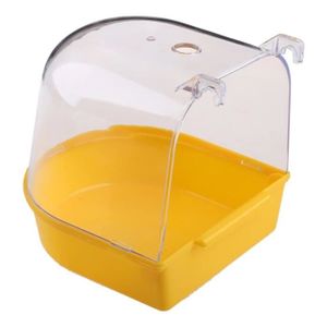 VOLIÈRE - CAGE OISEAU Boîte de bain pour oiseaux perroquet cage de bain accessoire pour petits oiseaux perruche canari perruche - Yellow[B188]