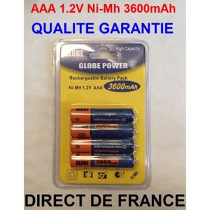 PILES 4 Piles AAA 3600mAh Rechargeable Mignon LR6 1.2V Ni-Mh TRES PUISSANT