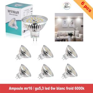 AMPOULE - LED WOWATT Ampoule MR16 LED 12V GU5.3 6W eq. 40W - Spot LED Blanc Froid 50 x 45 mm (Lot de 6)