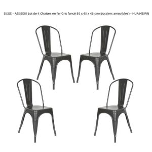 Lot De 4 Chaises Italiennes En Fer Forgé Noir - Assise Velours Brun - Salle à Manger