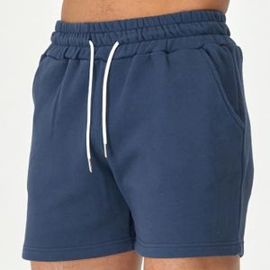 SHORT DE SPORT Short,Shorts de sport en coton pour hommes, de survêtement de musculation noirs, courts de fitness- Navy Blue[A]