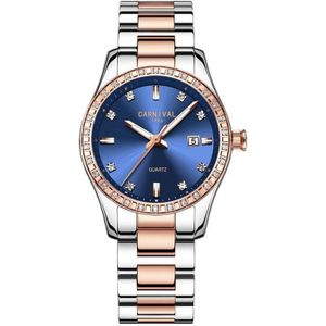 MONTRE CARNIVAL Montre Bracelet Femme Quartz Analogique Montres Femme - Acier - Or Rose + Argenté