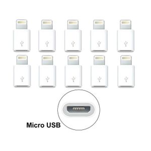 CÂBLE TÉLÉPHONE Lot 10 Micro USB vers Lightning Adaptateur for App