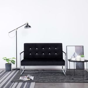 CANAPÉ FIXE Divan - Sofa Moderne Canapé 2 places - avec accoudoirs Noir Chrome et velours 23,6Kg, FR2023