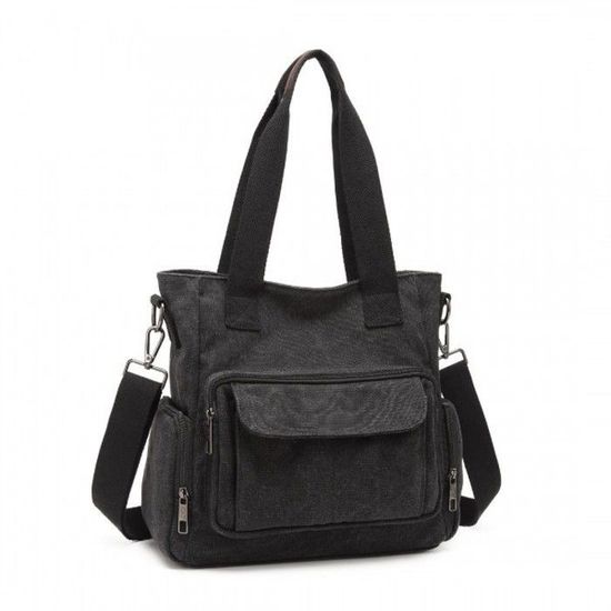 Sac à Main Femme DEEVORCA – Fourre-tout élégant Bandoulière Amovible, Imperméable PU Noir, Plusieurs Poches - 3