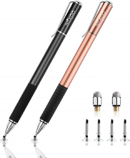 Mixoo Stylet Capacitif 2-en-1 Avec 3 Pointes De Rechange - Précision Pour IPad Et Tablettes