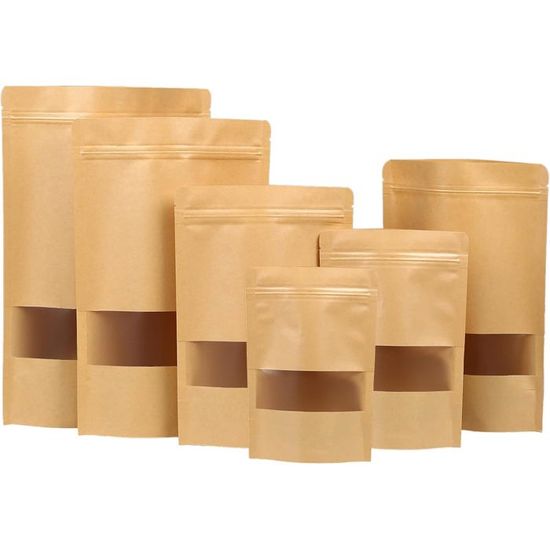 50 Pochettes Refermables Kraft/aluminium - 9x14 Cm, Anti-odeur, Pour Aliments Secs Ou Frais Sachets Réutilisables