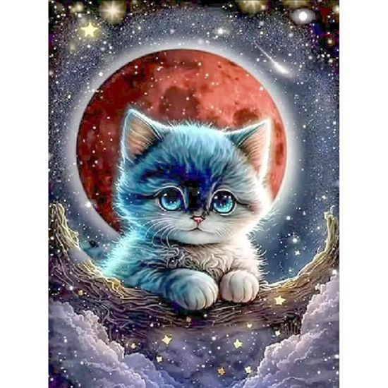 Diamond Painting Peinture Diamant Adulte DIY Chat Peinture Broderie Diamant Painting Kit Complet Pour Décoration Murale 30x40cm