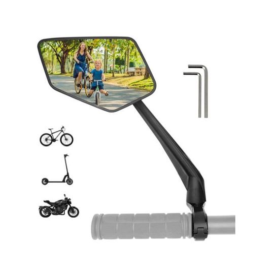 Rétroviseurs Vélo/trottinette électrique – Paire Gauche+droite, Réglables 360°, Grand Miroir, Pour Guidon 15-20 Mm - 12