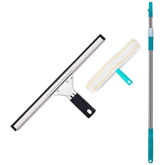 Kit Nettoyage Fenêtre 2 En 1 - Tige Extensible Jusqu'à 157 Cm - Tête Flexible - Pour Vitres Voiture Et Maison