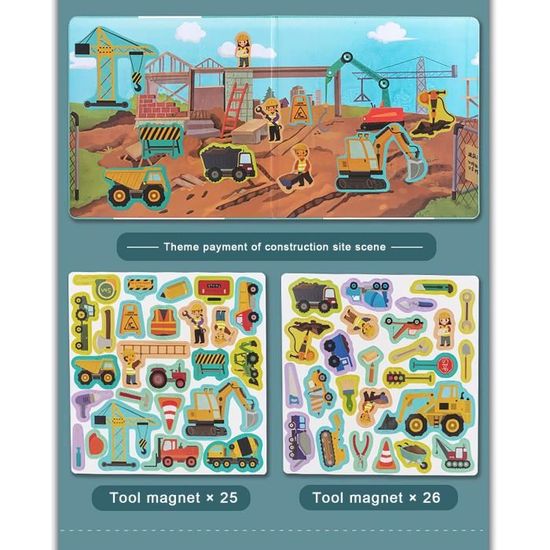 Puzzle Magnétique 3 En 1 – 25, 30 Et 42 Pièces – Livre Pliable 18 X 18 Cm – Dès 3 Ans – Cadeau Voyage