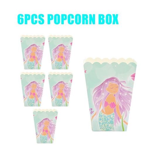 24 Boîtes à Popcorn Sirène En Carton – Pour Anniversaires, Soirées Cinéma, Bonbons, Pliables, Sans Colle