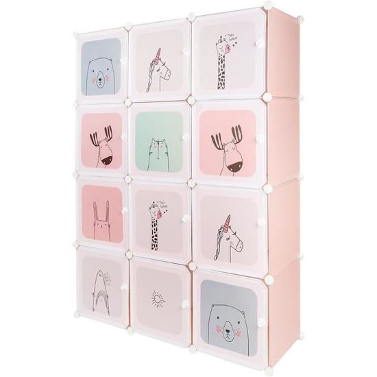 WOLTU Armoire de Rangement Modulable, Étagère Rangement Plastique, Meuble Cube avec Portes, 15 Casiers, Blanc | Leroy Merlin