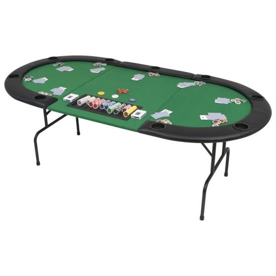 Table de poker pliable DIOCHE pour 9 joueurs 3 plis Ovale Vert