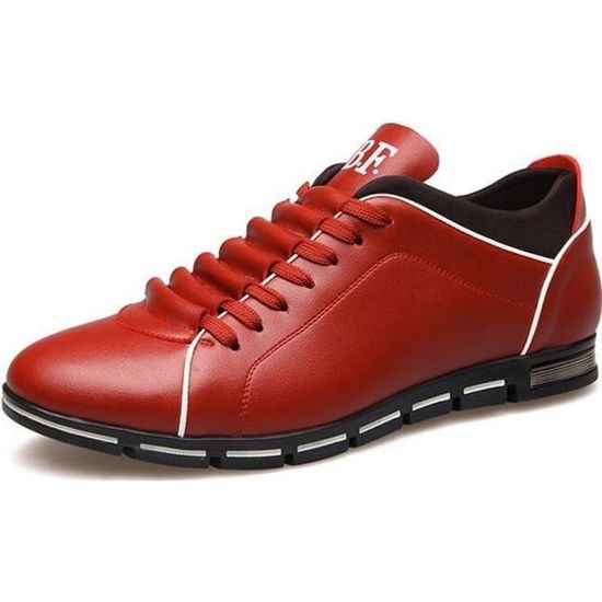 Basket Homme Lacet Chaussure Cuir Rouge Rouge Cdiscount Chaussures