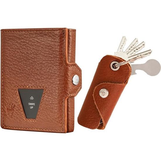Porte-cartes / Portefeuille Avec Clip En Cuir - Environ 11x9 Cm - Noir - Vintage Et Neuf Avec étiquettes