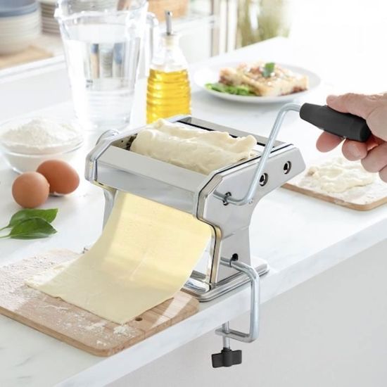 Machine à Pâtes Manuelle En Acier Inox – Laminoir + Rouleau + Coupe Spaghetti Fraîches