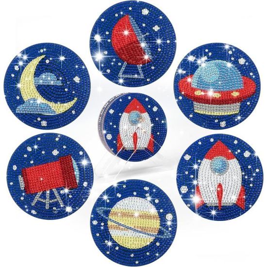 16 Pcs Diamond Painting Noel Dessous De Verre Avec Support