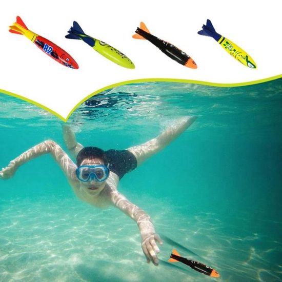 Jouet Plongée Piscine IHLOOTD Torpille Requin Piscine – Lot De 5 Jouets Plongée Enfants, Kit Couleurs Vives 13 Cm