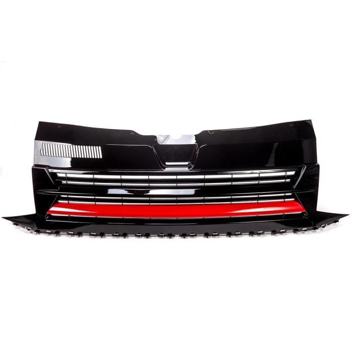 CALANDRE NOIR BRILLANT LISERET ROUGE POUR VW T6 TRANSPORTER MULTIVAN A PARTIR DE 04/2015