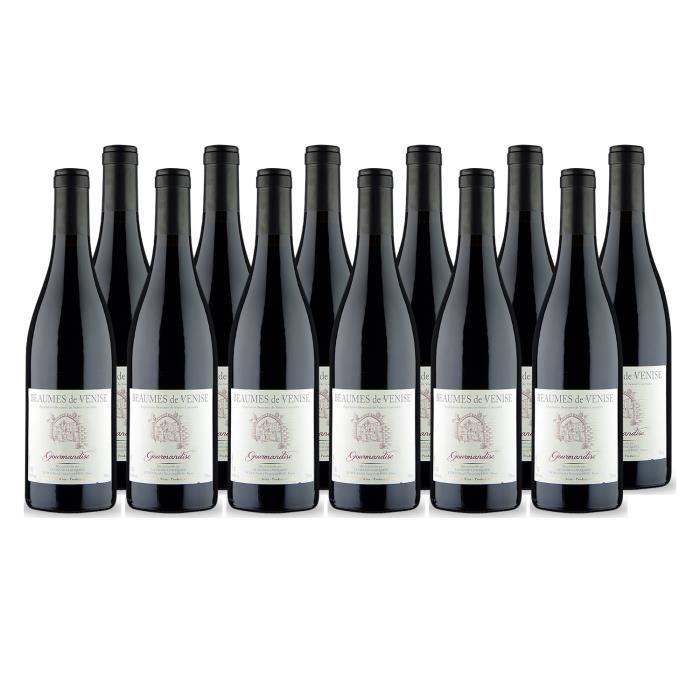 Beaumes de Venise Gourmandise Rouge 2016 - Lot de 12x75cl - Maison Pascal - Vin AOC Rouge de la Vallée du Rhône - Cépages Syrah,