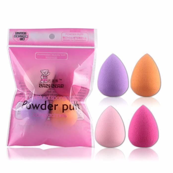 wo-127#4pcs Beauty Pro Maquillage Flawless Blender Foundation Puff multi Forme Éponges Multicolore w