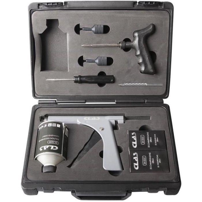 Coffret kit réparation pneus tubless avec champignons 8mm et accessoires - EG 0265 - CLAS Equipements