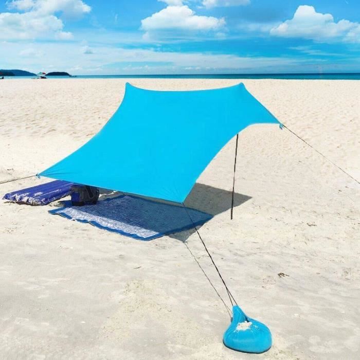 Plage de Tente avec Sac de Sable Ancres - 210 cm x 210 cm Le Camping Randonnée Pêche Pique-Nique