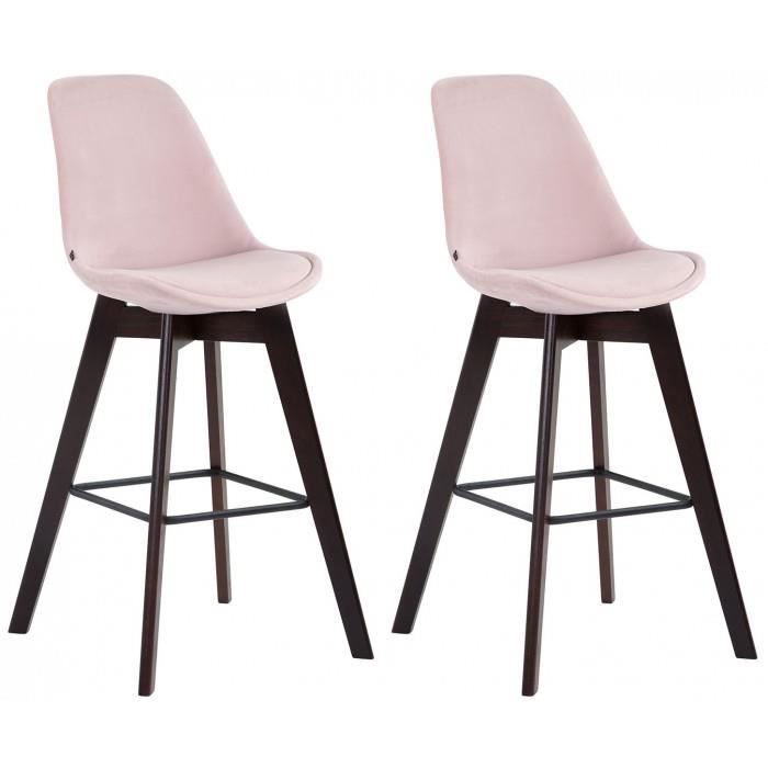 Esthetique Lot de 2 tabourets de bar gamme Vaduz velours cappuccino couleur rose