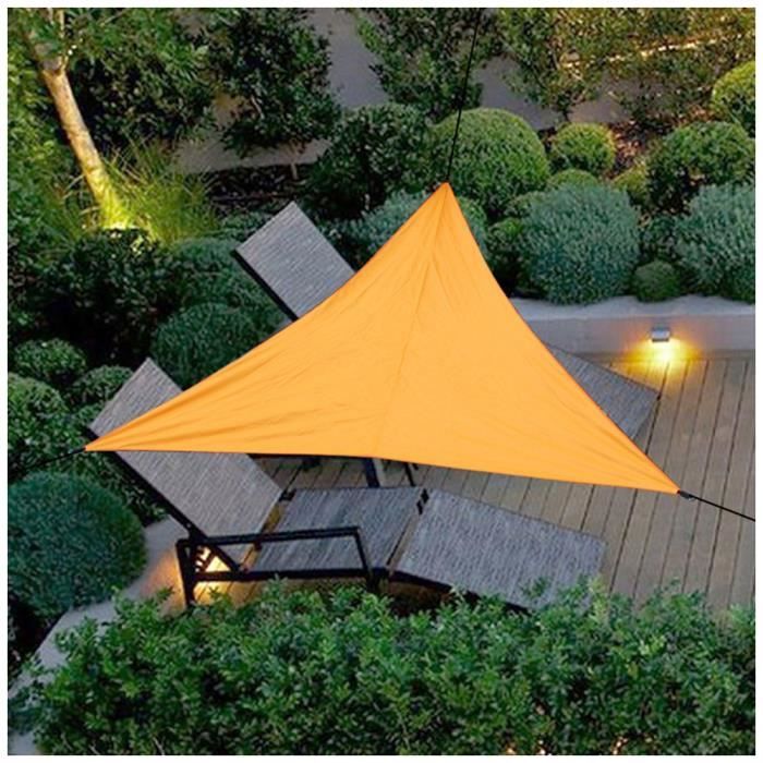Voile d'Ombrage,Auvent Imperméable UV Protection Voile d'Ombrage Triangulaire Voile de Soleil pour Jardin Camping,Orange,3x3x3M