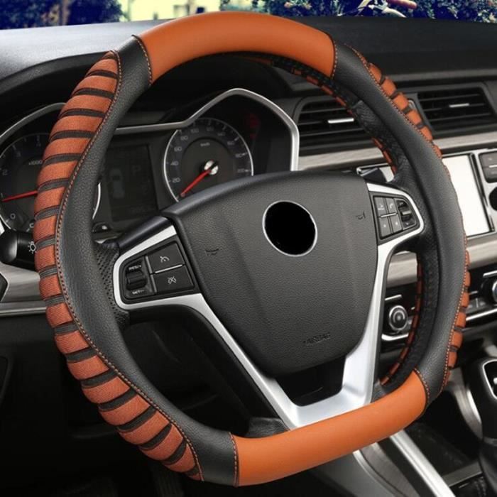 Couvre volant,Housse de volant de voiture, pour citroën C3 XR C4 Sega C4L Elysee DS3 DS4 DS5 DS3 Audi TT RS7 S3 S5 - Type Orange