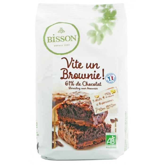 Vite Un Brownie ! 61 % de chocolat bio et équitable 350 g BISSON