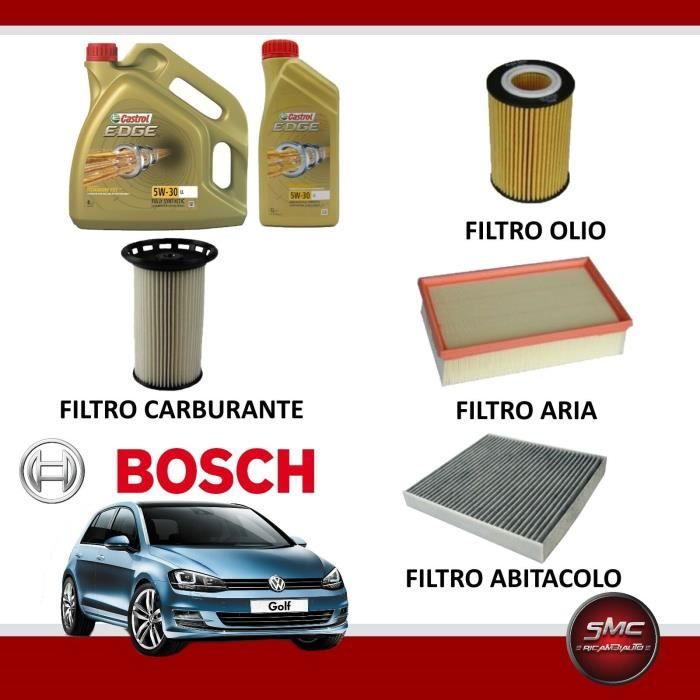 KIT VIDANGE 4 FILTRES BOSCH + 5 LT CASTROL EDGE 5W30 VW GOLF VII 7 1.6 TDI