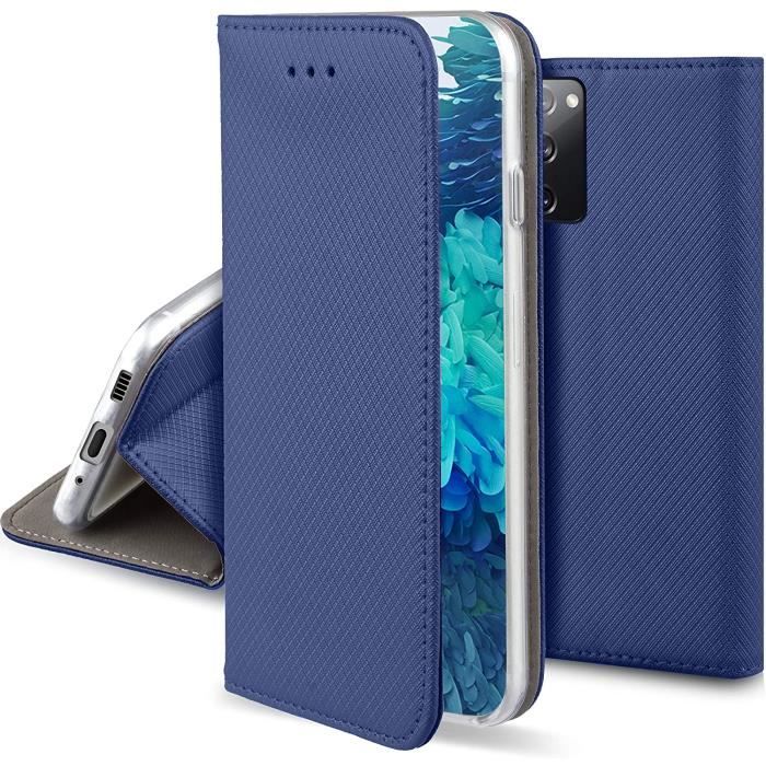 Coque a Rabat Samsung S20 FE, Bleu Foncé - Housse Étui Fin Smart Magnétique Porte-Cartes et SupportH