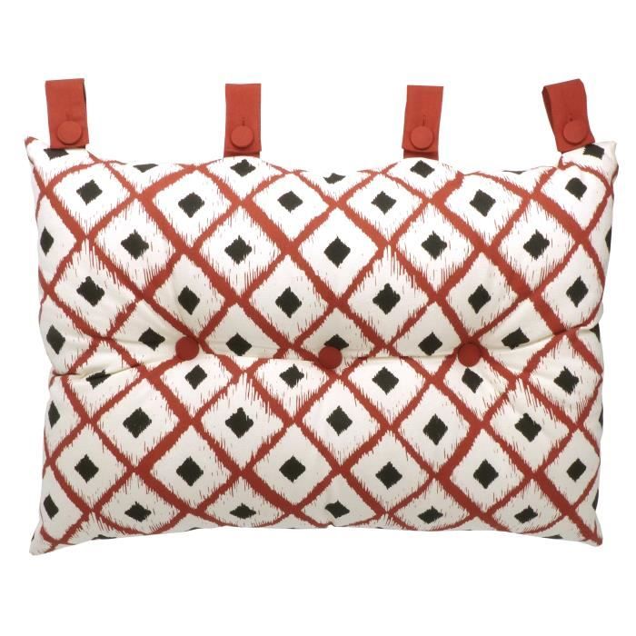 Coussin tête de lit 100% coton imprimé BOHO 50x70cm - Rouge