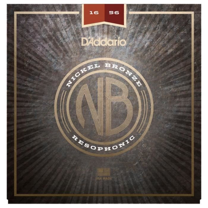 D'Addario NB1656 nickel bronze, Resophonic, 16-56 - jeu guitare acoustique résonateur