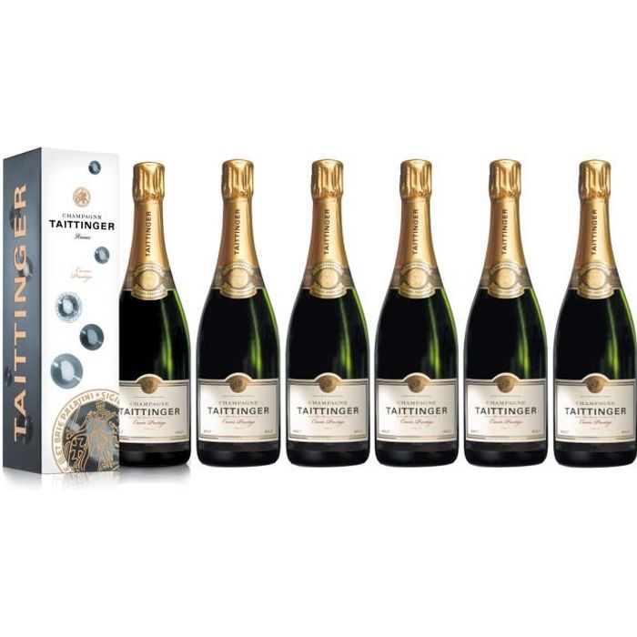 Lot 6 Champagnes Taittinger Brut Cuvée Prestige 75cl Etuis
