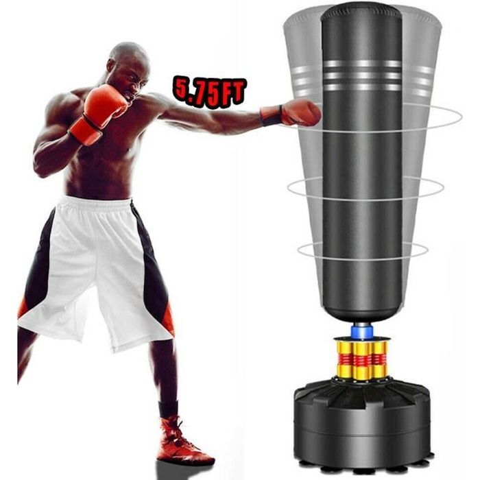 Dripex Sac de Frappe de Boxe Debout Libre pour Adulte - Support de Sac de Frappe Résistant avec Base à Ventouse -Noir- 1.75M