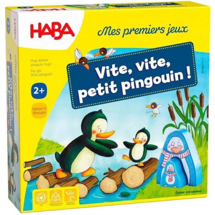 HABA - Mes premiers jeux - Vite, vite, petit pingouin ! - Jeux enfants 2 ans et + - Jeu de Course - Stimule Exercices de Calcul