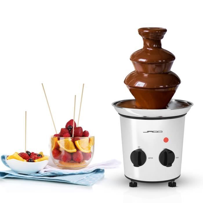 Jago® Fontaine à Chocolat - 275 W, 3 Étages, Capacité 1 kg, Électrique, en Acier Inoxydable, Argenté - Fondue au Chocolat, Fruits