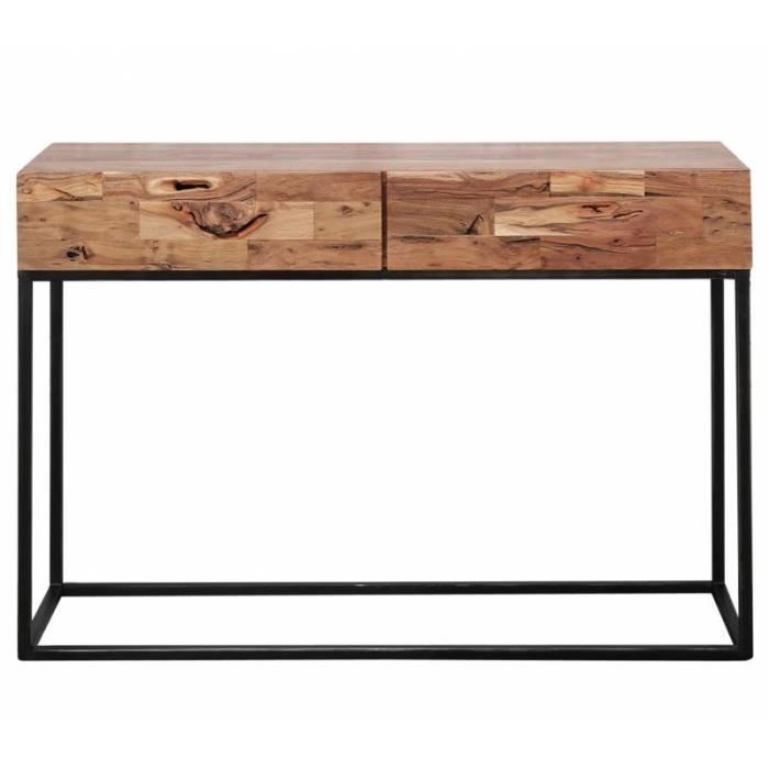Console d'Entrée Mill Table d'Appoint Hinsk Coiffeuse en Acier et Bois 35x76x110cm 76 Marron - Noir