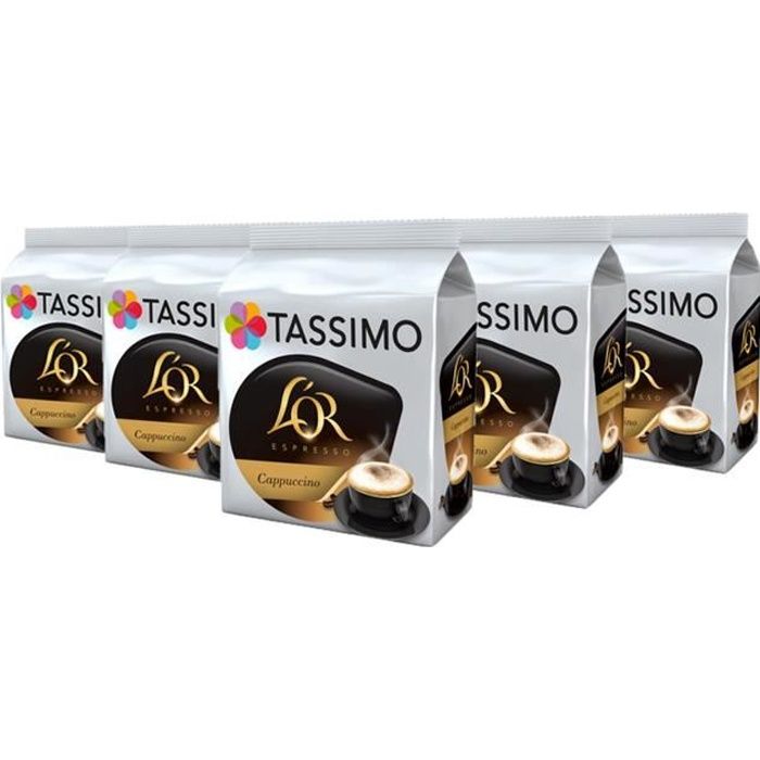 TASSIMO L'OR Cappuccino café, T-Discs Capsules, dosettes à café souples, 5 paquets de 8 (40 Boissons)