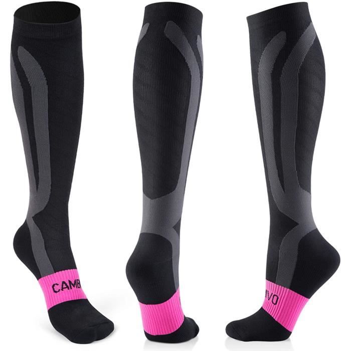 Chaussette de Contention Homme et Femme 3 Paire, Bas de Contention, Chaussette de Compression Haute pour Sport, Running, Football, V