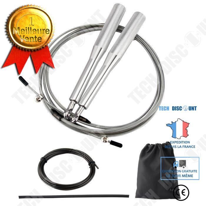 TD® IRON GYM Corde à Sauter Ajustable Wire Speed Crossfit (Argent)