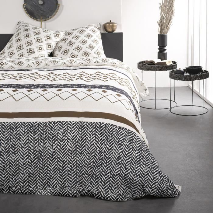 Housse de couette 240x260 Sunshine Belerin + 2 taies 100% coton 57 fils Blanc