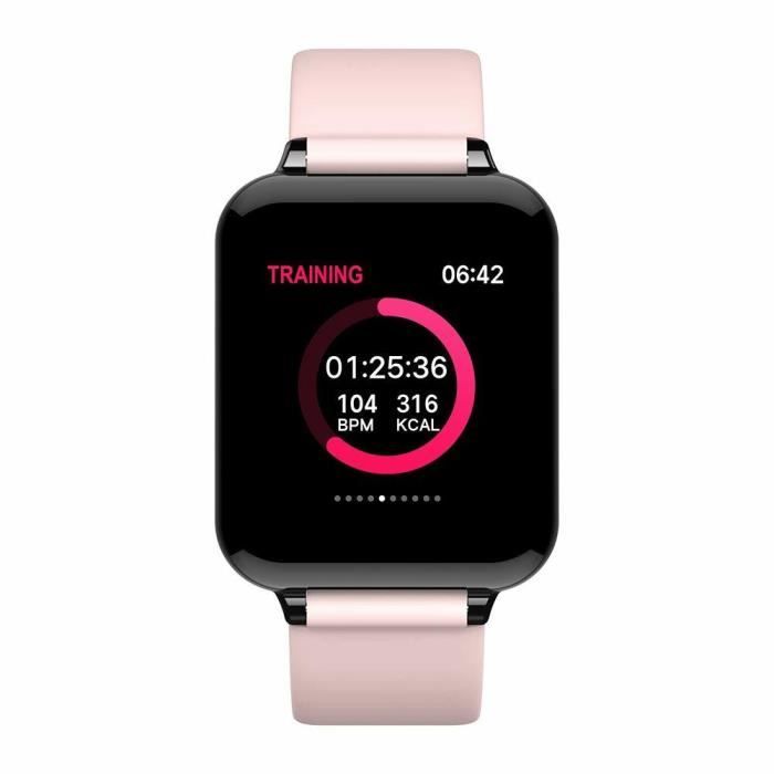 Montre Connectée Femmes Homme Montre Sport Avec étanche Moniteur de fréquence Cardiaque Tracker Fitness Montre pour Android iOS-Rose