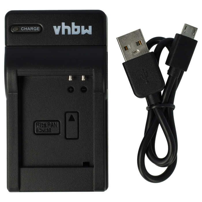 vhbw Chargeur USB de batterie compatible avec Panasonic Lumix DMC-FT7, DMC-FT5, DMC-TS5, DMC-TZ40 batterie appareil photo digital,