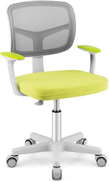 GOPLUS Chaise de Bureau pour Enfant-Charge 50 Kg-Hauteur Réglable-Dossier Ergonomique-Siège Pivotant à 360° Vert