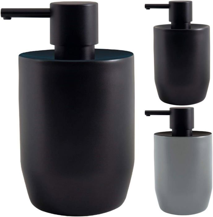 Distributeur De Savon Céramique 340ml Noir Avec Pompe - Salle De Bain Et Cuisine