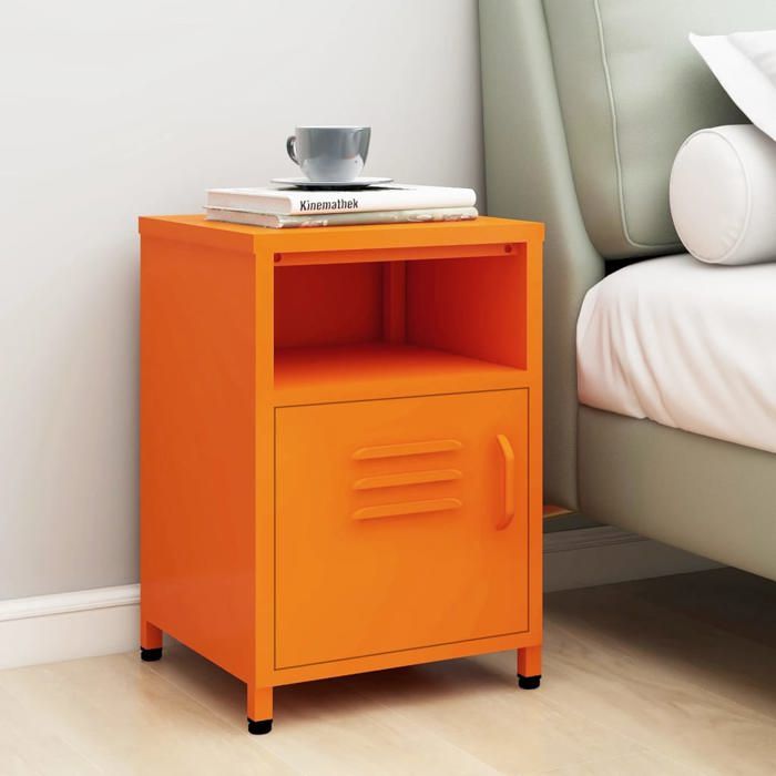 Chevet de Lit/ Table de chevet - UU - Orange 35x35x51 cm Acier CHYCC4707827